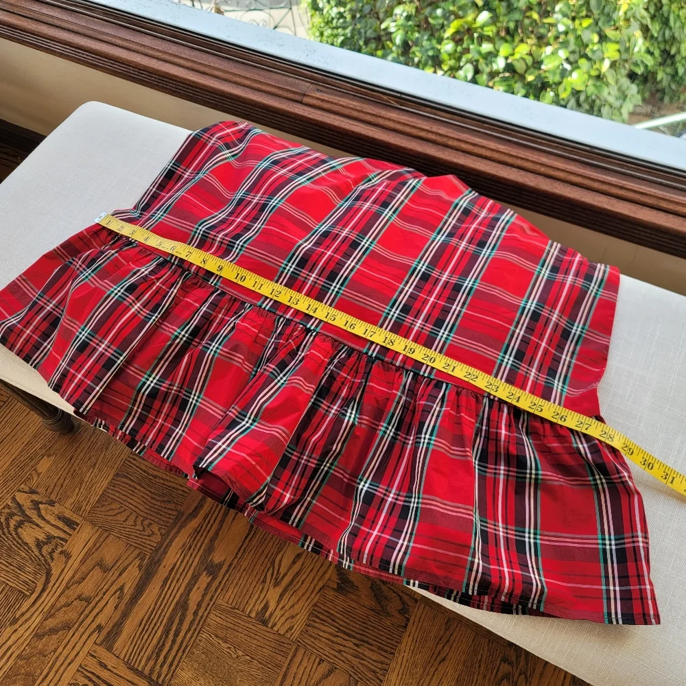 New! J.Crew sz Medium M Red Tartan Plaid Smocked Midi Dress NWT